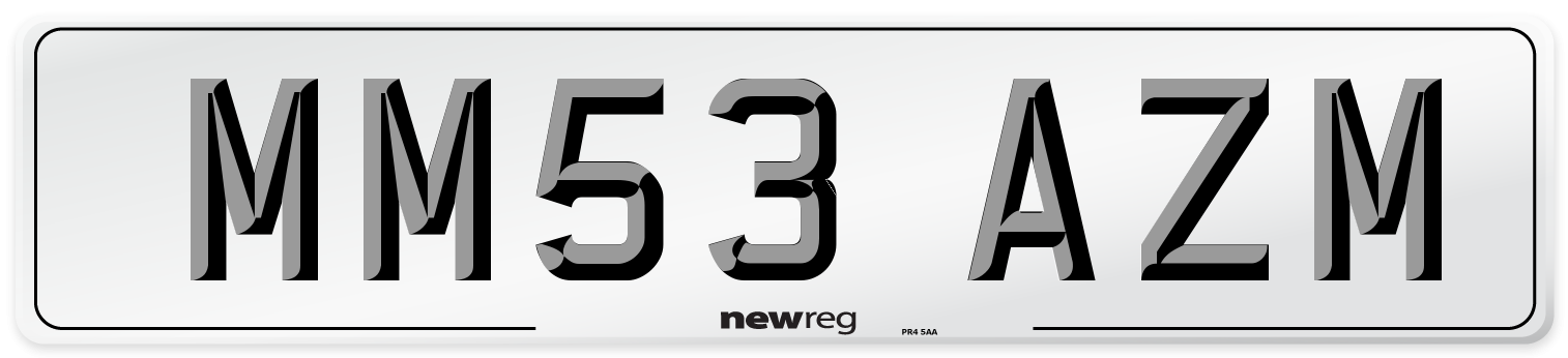 MM53 AZM Number Plate from New Reg